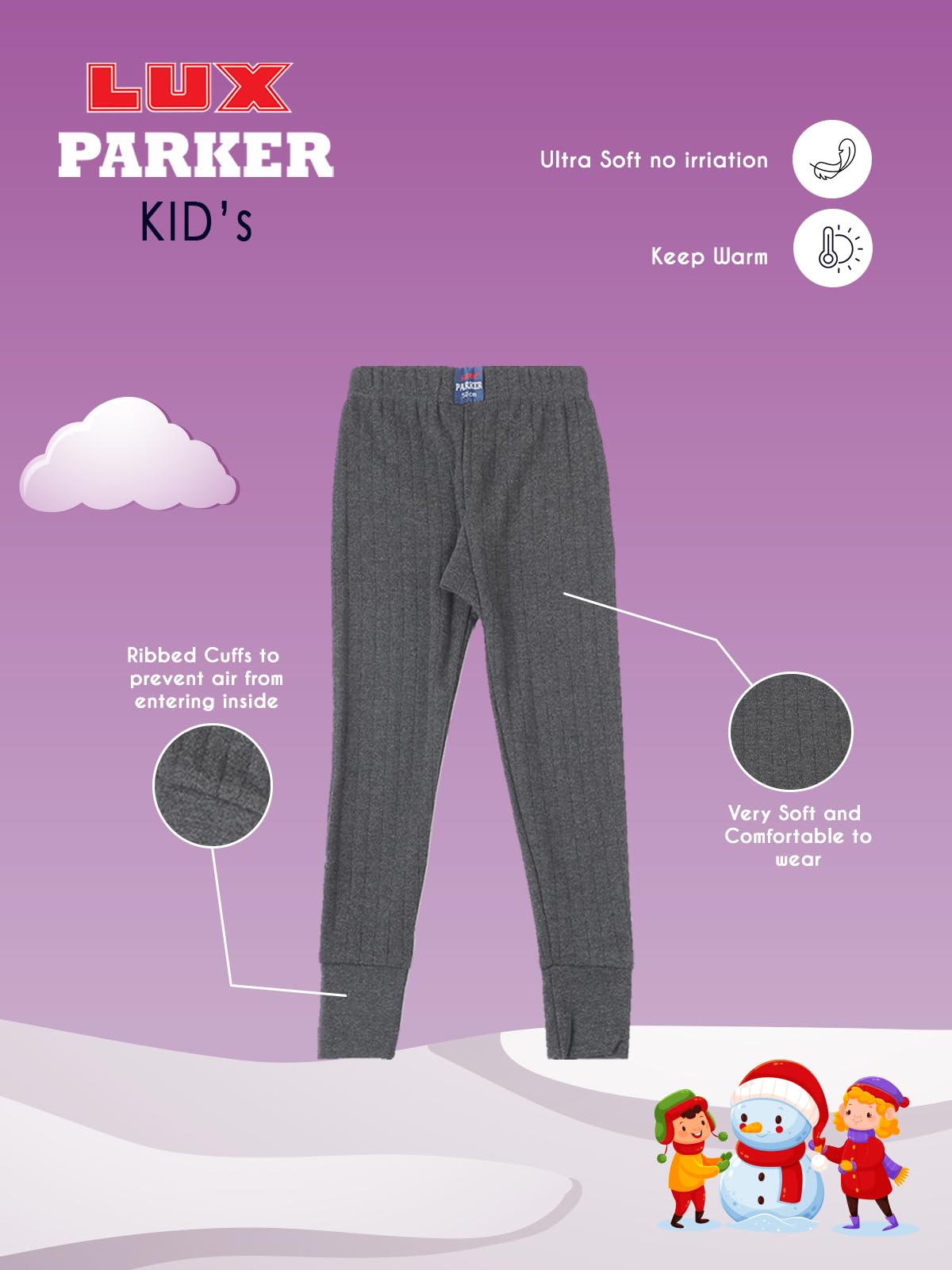 Lux Parker Girl's Black Melange Thermal Trouser (Size : 65cm) - Image 4 thumbnail
