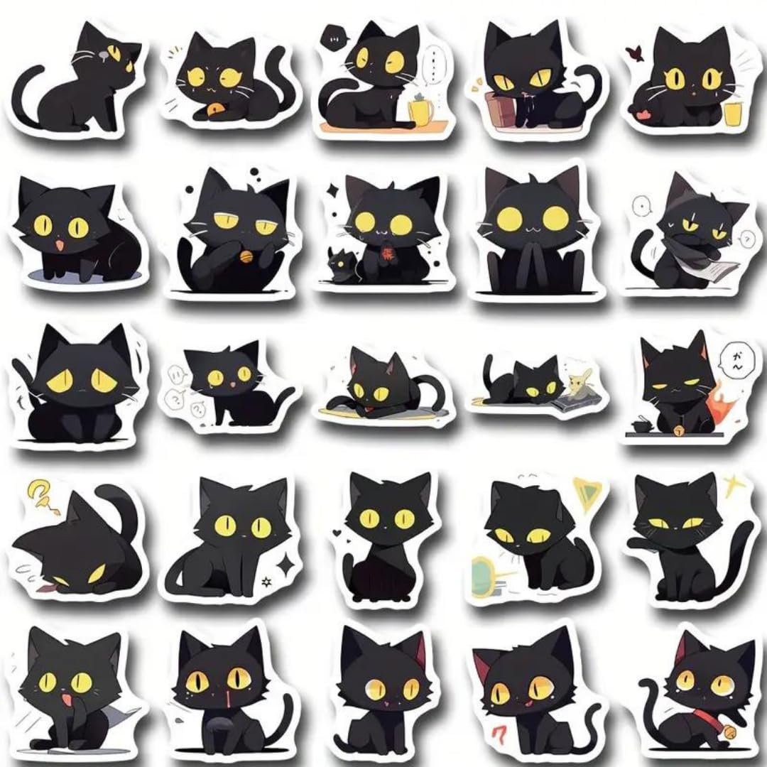 Amazon.co.jp: [セドナの魔法]黒猫のシール徳用100枚セット 耐水シール
