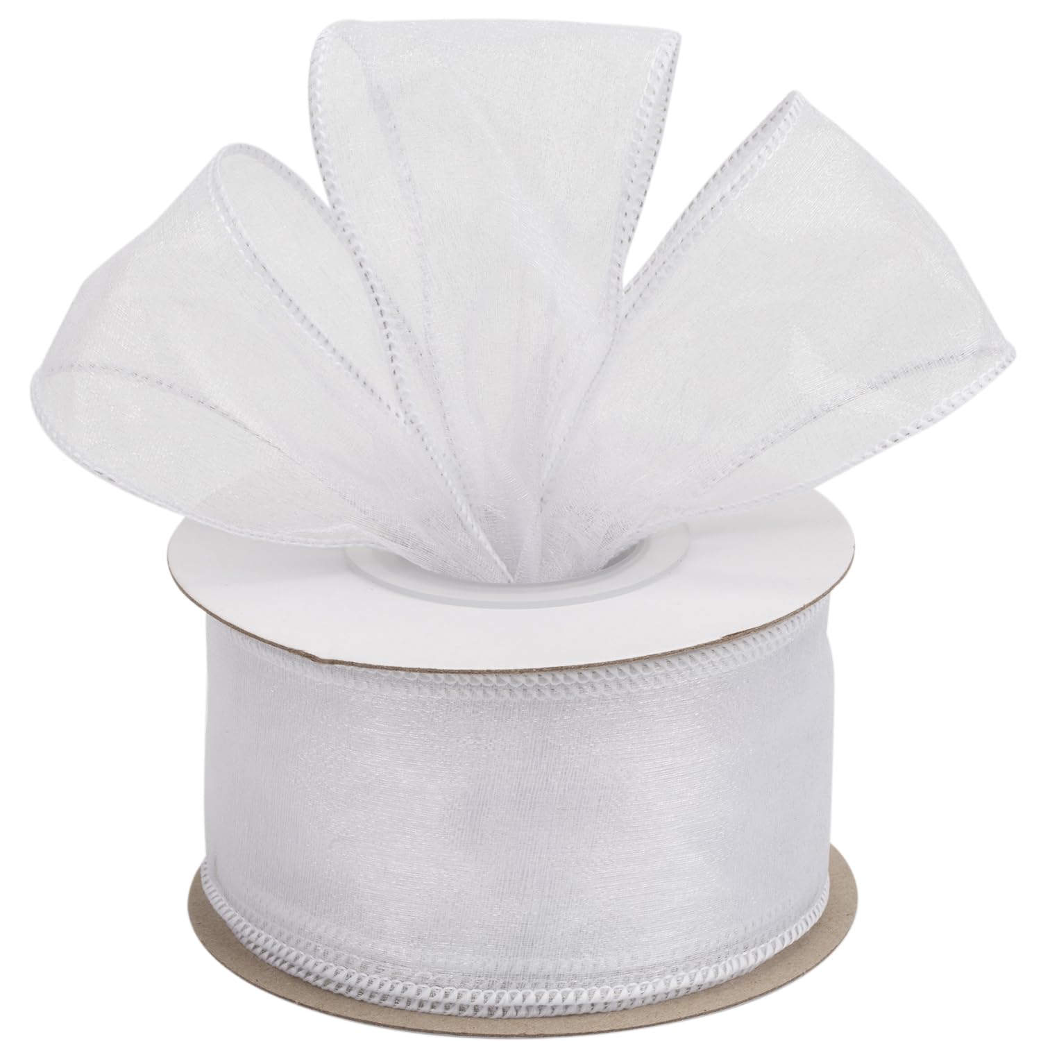 Joycrosso 2 Inch White Wired Organza Ribbon - 20 Yards Sheer Decorative Ribbon for Gift Wrapping, Wedding Decor, Christmas Tree, Crafts & DIY Projects