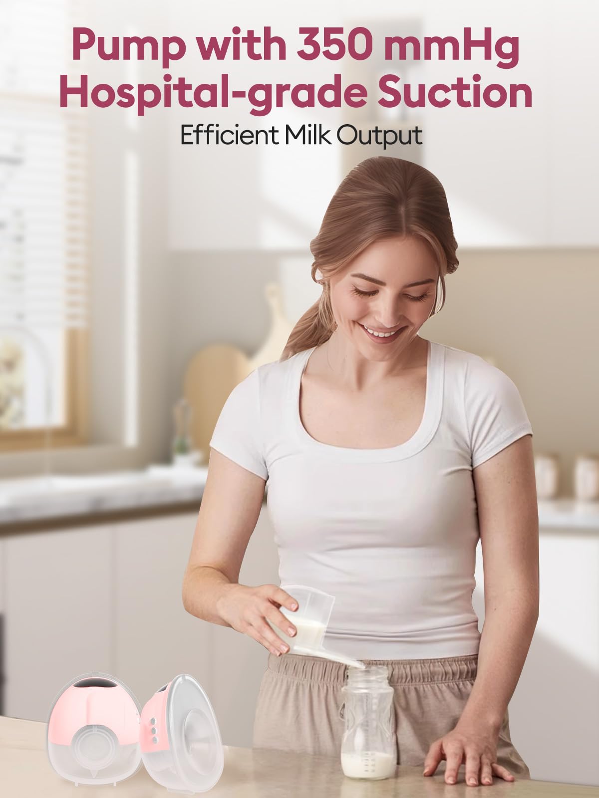 Extractor de leche manos libres portátil de boca de bebé con brida de doble sellado con 4 modos y 9 niveles, extractor de leche eléctrico, color beige