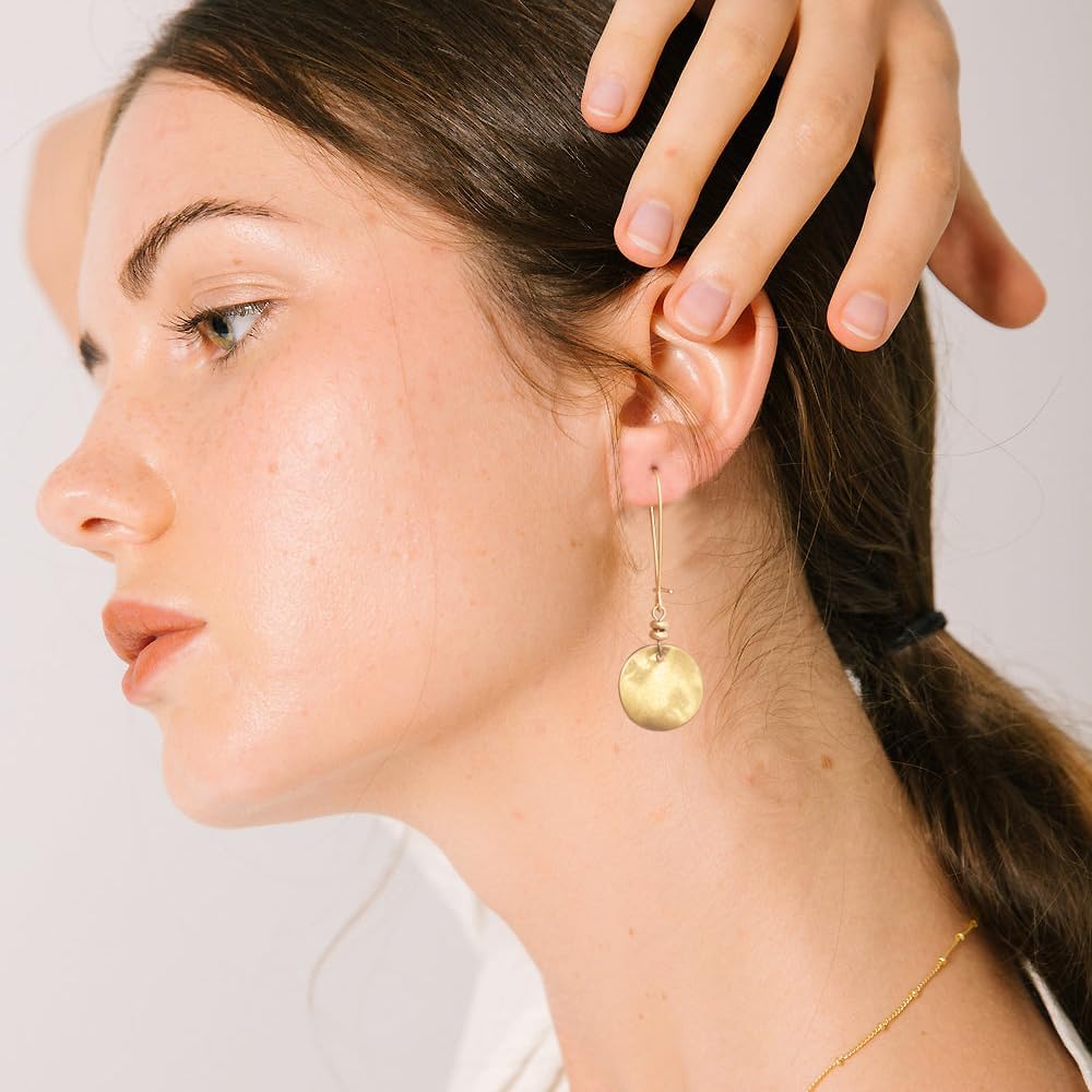 LILIE&WHITE Burnt Gold And Silver Round Disc Dangle Earrings For Women Statement Earrings Fashion Earrings Costume Jewelry For Women Boho Earrings - Image 6