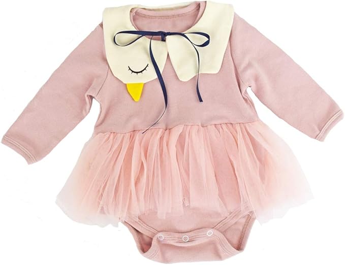 Amazon Co Jp 0065 Marchen Rose ベビー服 ロンパース 白鳥 キッズ 可愛い お洒落 カバーオール 長袖 マスタードイエロー くすみピンク 春 夏 秋 冬 60 70 80 90 服 ファッション小物