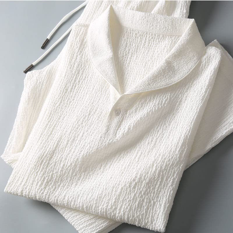 Homme Leisure Set, Men's Short Sleeve Top and Long Pants Breathable Home Suits Soft and Comfortable 2 Pieces2