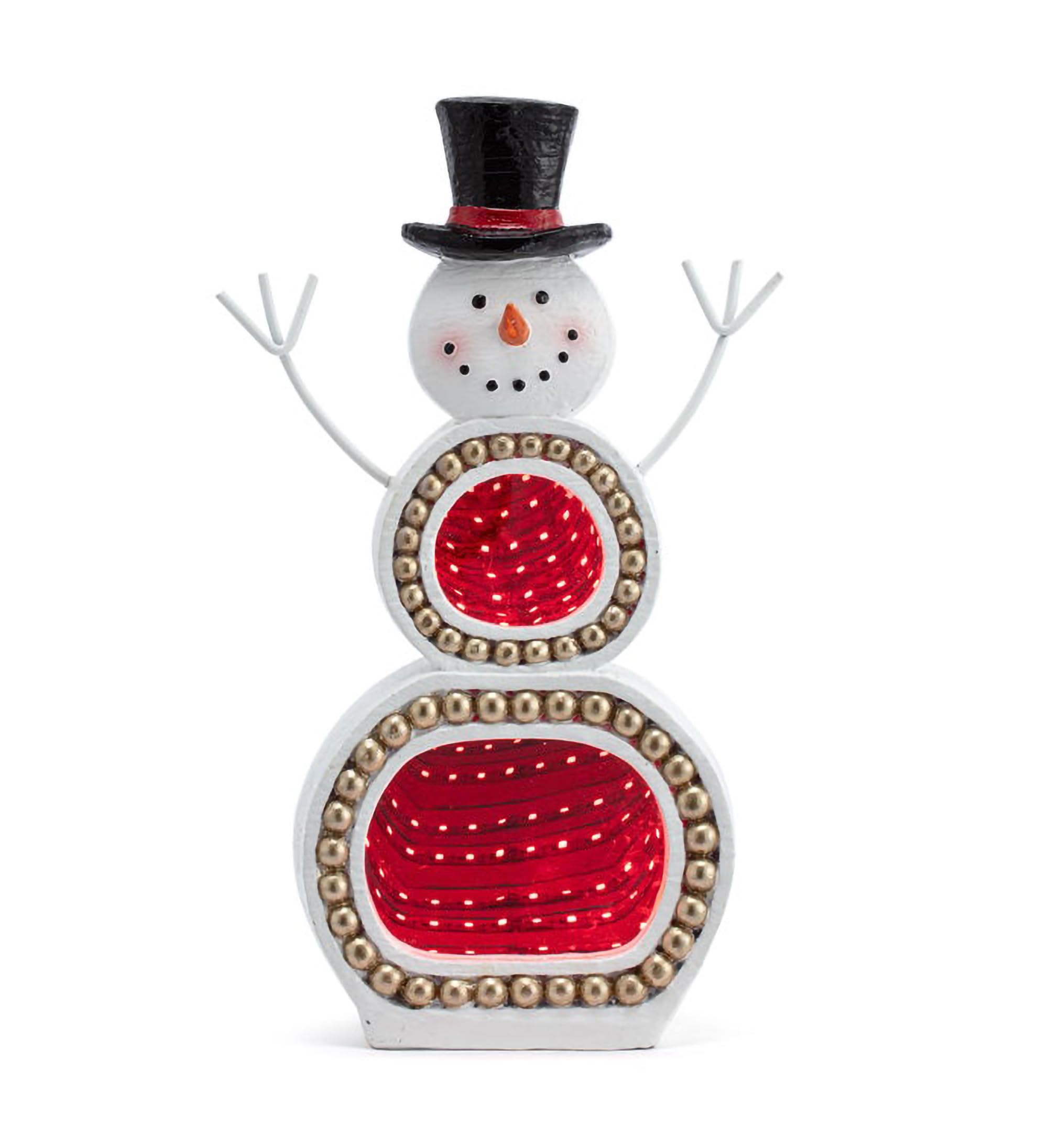 Espejo infinito navideño de muñeco de nieve Napco, decoración con luces LED de 10 pulgadas