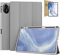 Capa Tablet Xiaomi Redmi pad 2 11'', Película de Vidro Temperada para Tablet, Com Suporte para Caneta, Tampa Magnética e Suporte Integrado, Compatível com Função Sleep/Wake (Cinza)