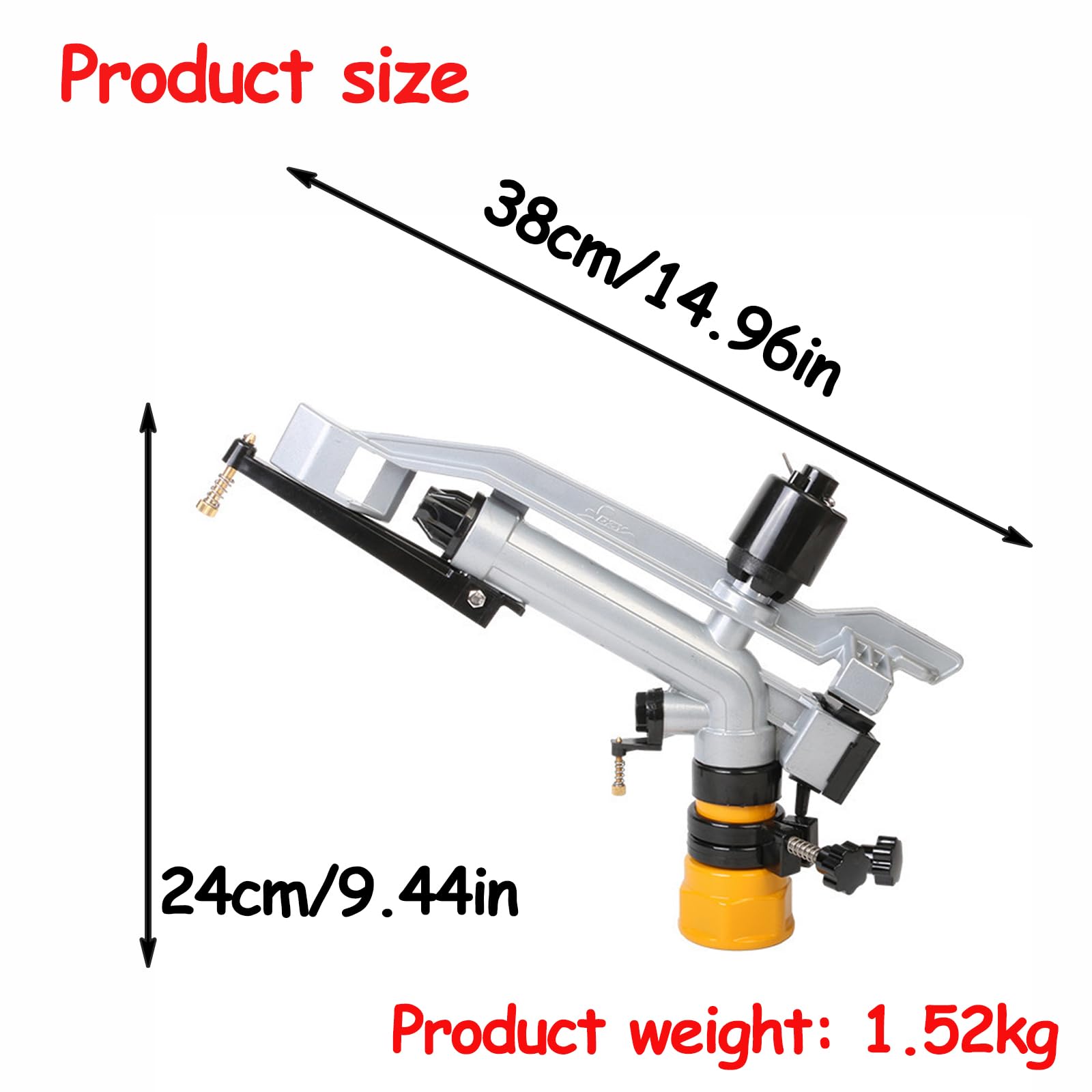 1,5 "uderzenie Tryskacz Rolny Zraszacz Irygacja 360 ° Zestaw Narzędzi Do Pistoletu Do Sprayu Na Długim Zakresie Irygacyjnym Wodą Do Nawadniania Do Nawadniania.(Size:1.5 inches)