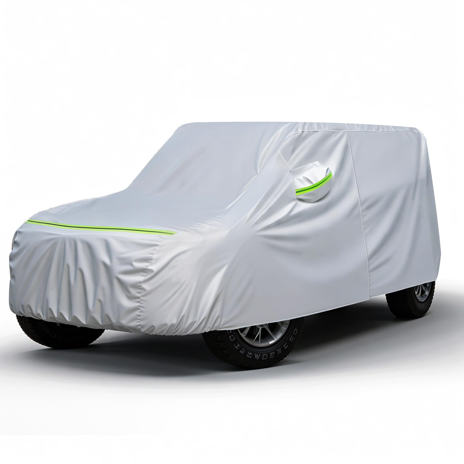 Favoto Car Cover All Weather - for Jeep Wrangler 2 Door Waterproof 6 Layers Heavy Duty Outdoor UV Rain Snow Protection with 4 Windproof Straps Zipper Universal Fit for Jeep (167"-177")