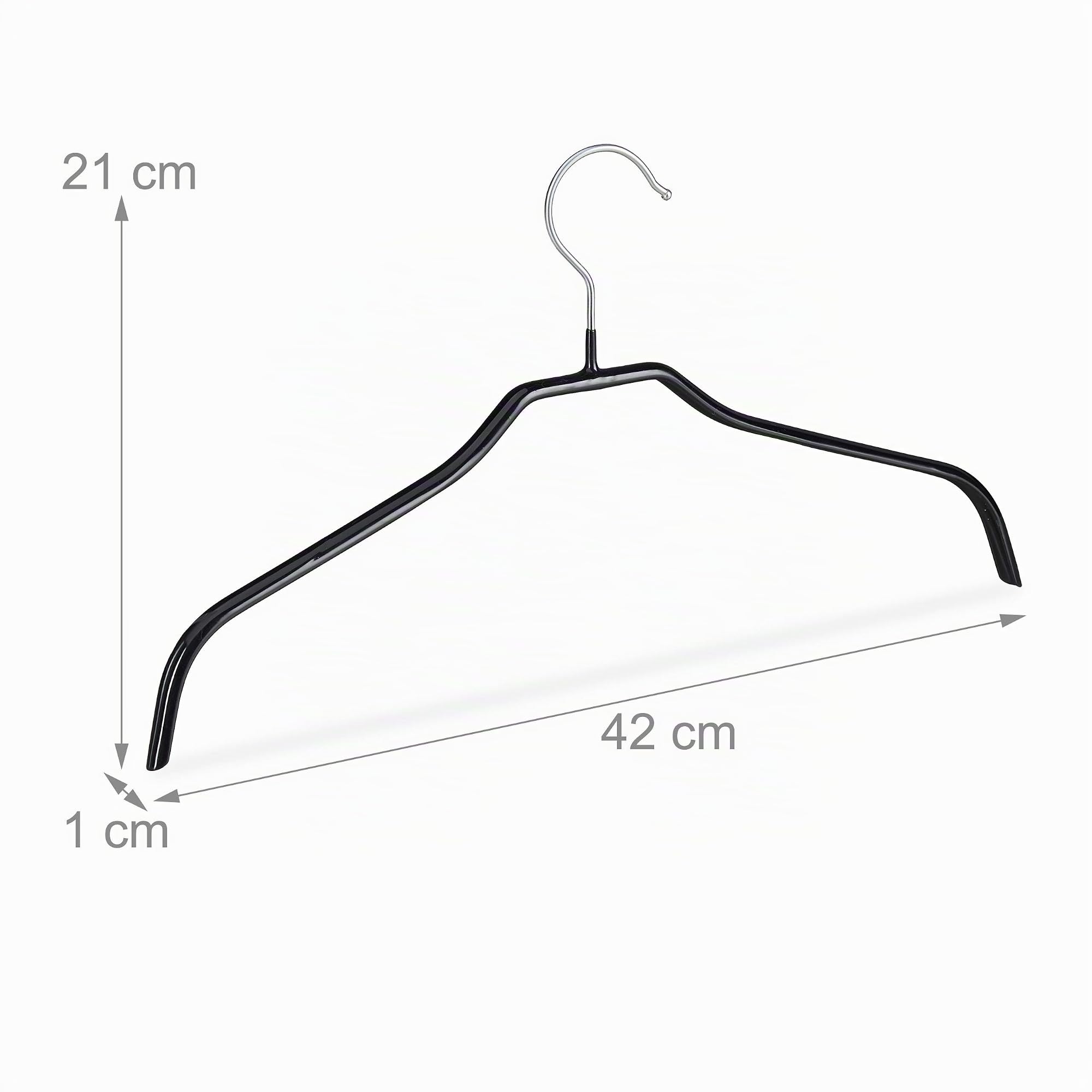 Relaxdays Rutschfeste Kleiderbügel, 50er Set, Hemdenbügel, Blusenbügel mit Gummiummantelung, Metall, 42 cm, schwarz