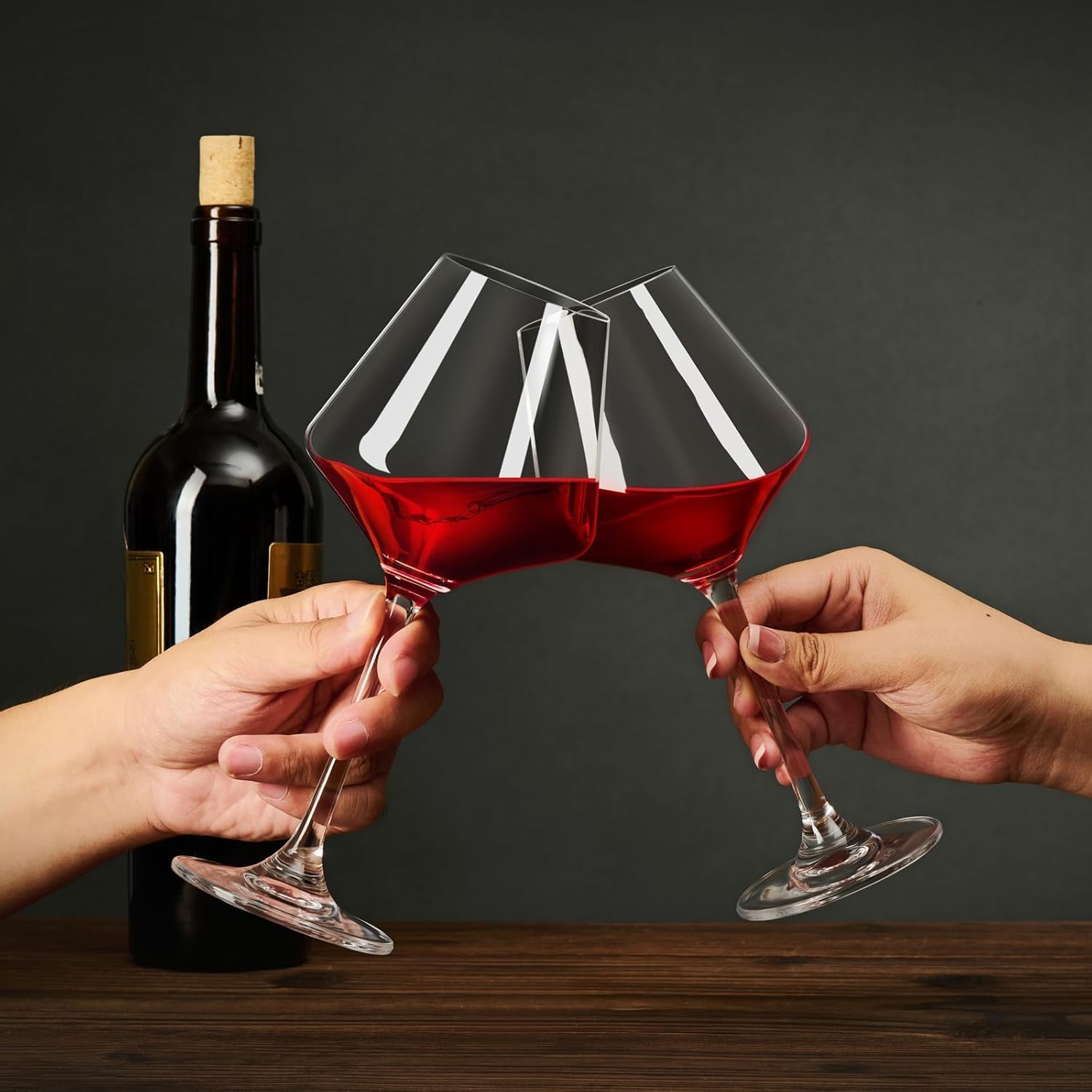 BINZO Wine Glasses - Set of 6 Burgundy Glasses -4