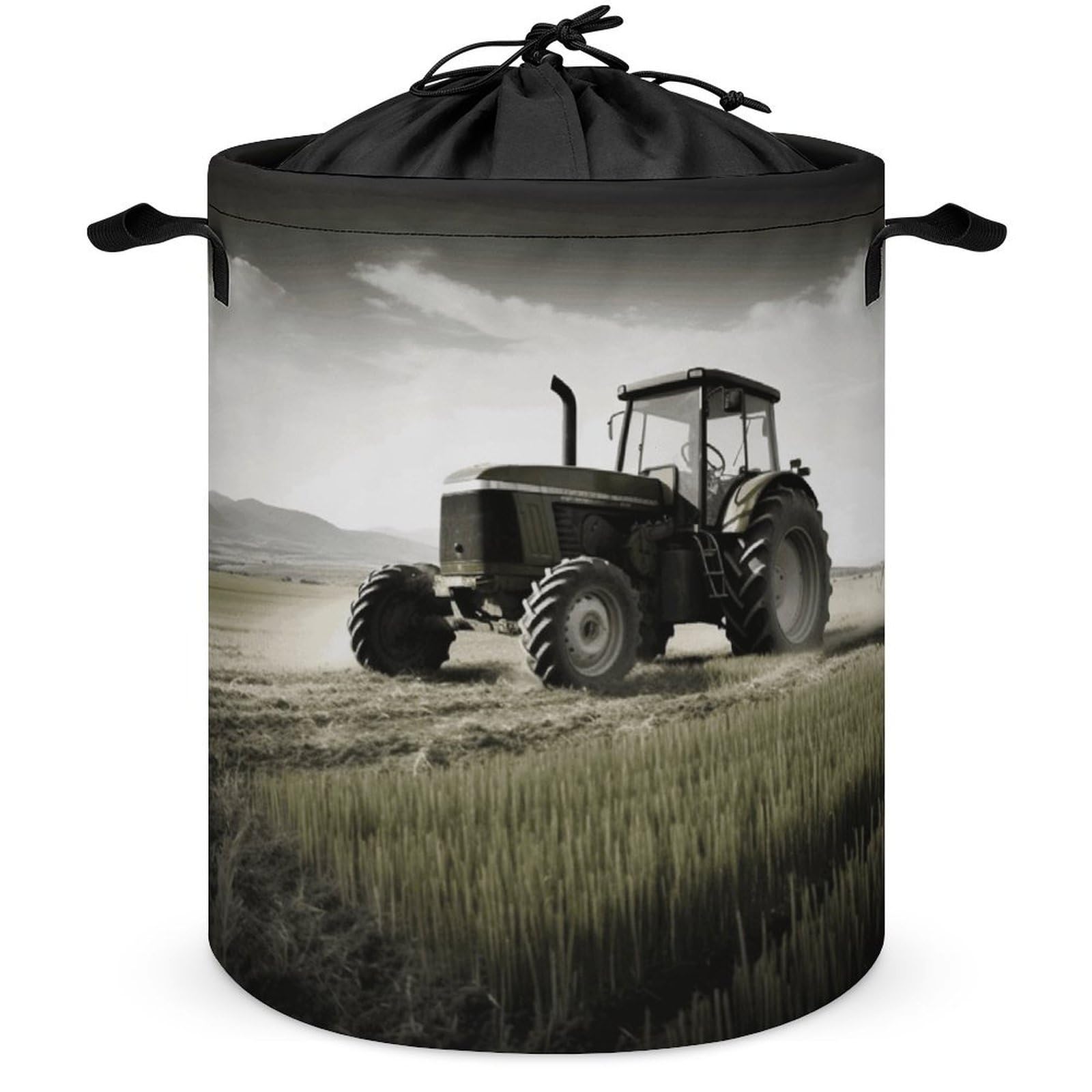 Tractor Agriculture Tranquil Laundry Basket Collapsible Clothes Hamper with Reinforced Handles Large Capacity Waterproof Laundry Bag Freestanding Laundry Hamper for Bedroom Bathroom