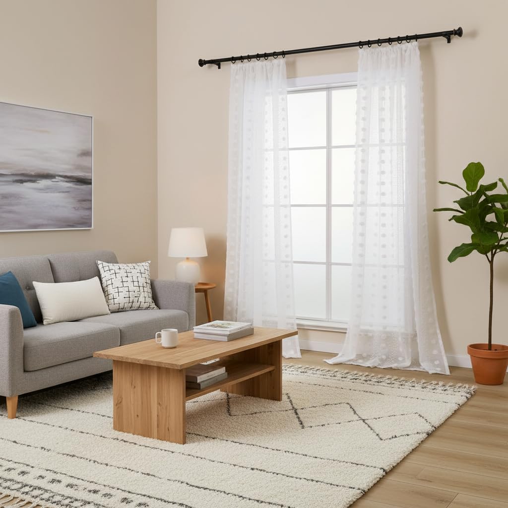 L.Z.E Rideaux Voilage Blanc Transparent Boho pour Salon Chambre des Filles et Tentures à Ruban Fronceur Blanc Cassé pour Salle à Manger 225 cm Long Motif Floral Tridimensionnel Lot de 2