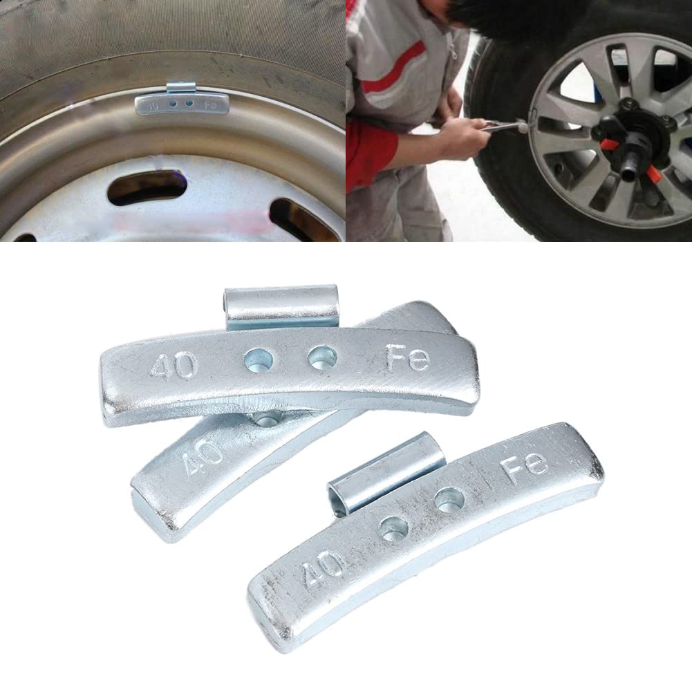 50 sztuk 40g 1,4 uncji Bloki wyważające z zatrzaskiem do kół Ciężarki do wyważania opon w stylu P ze stopu aluminium do kół stalowych do 17 cali samochodów osobowych i lekkich (Bez zacisku