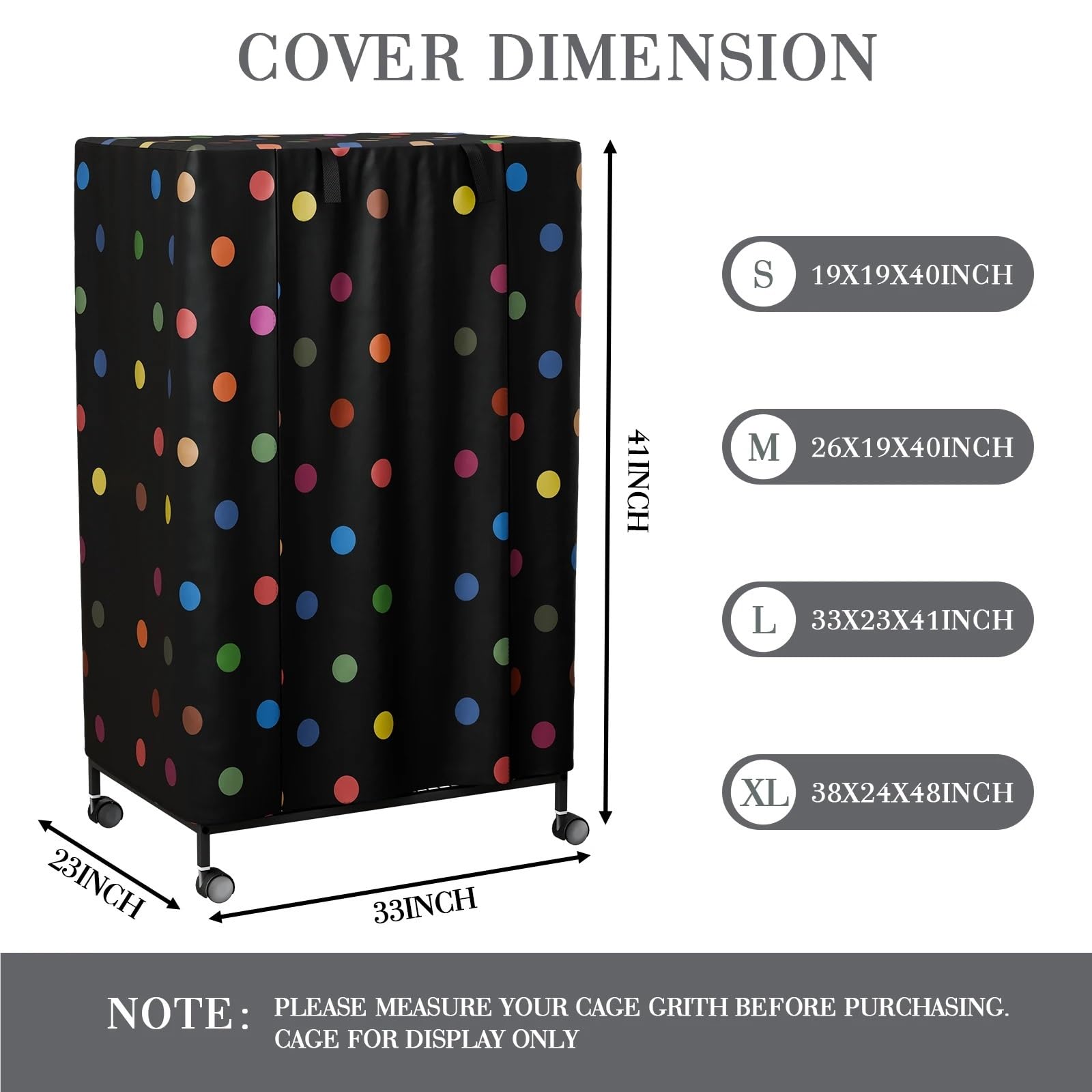 Fundas para jaula de pájaros con panel de cremallera, para invierno, universal, transpirable, para buenas noches (negro, 97 x 61 x 122 cm)
