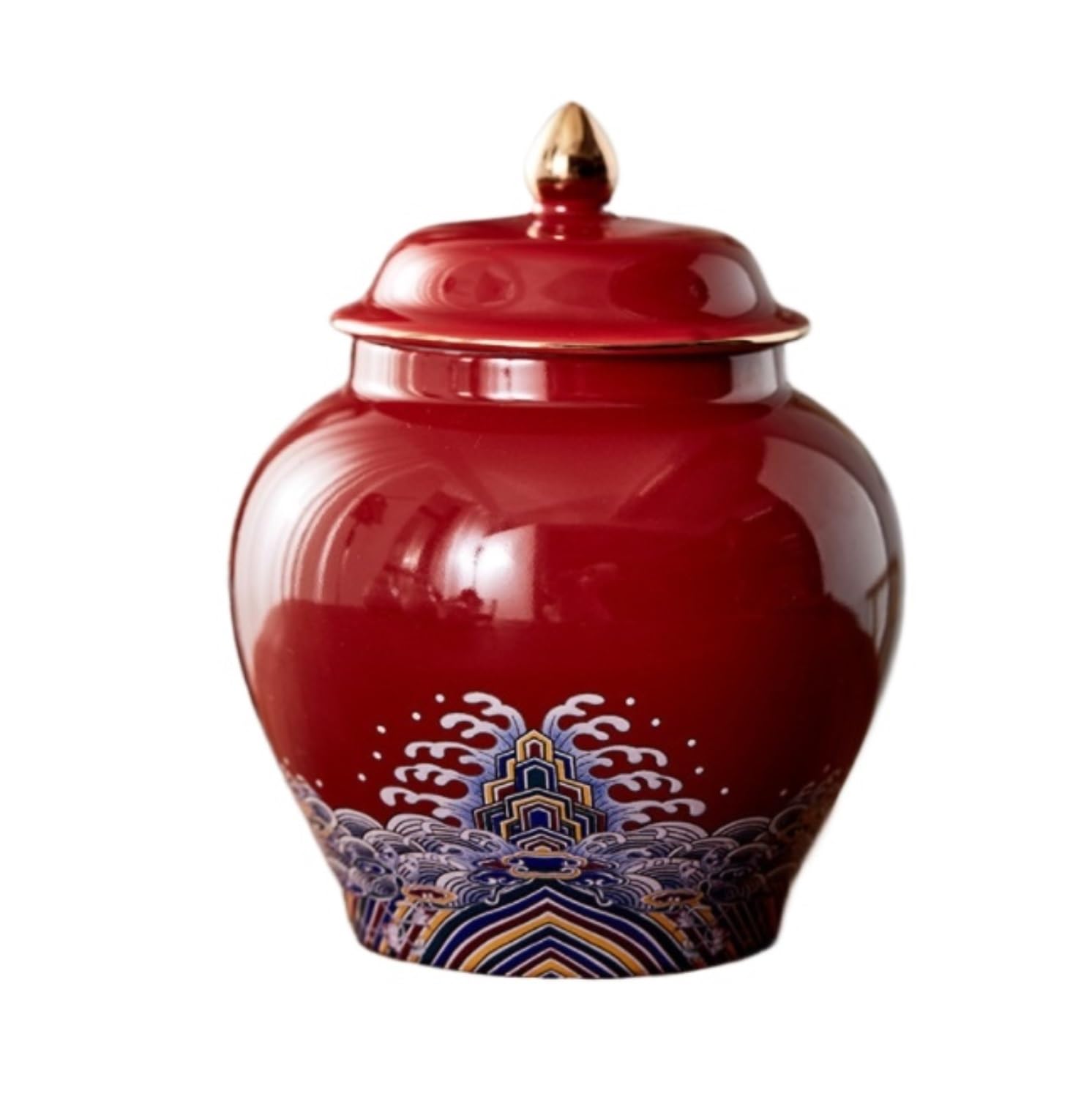 Urn for Ash, Cremation Urns For Ashes Keepsake Urn Ceramic Animal Commemorative Jar Pet Coffin Burial Human Ashes Container(Rosso)