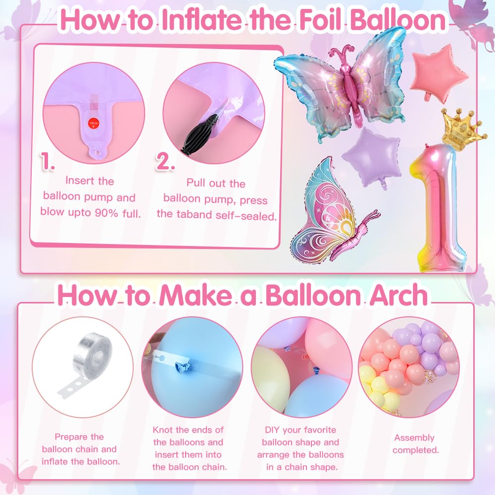 TOLOYE Rainbow Unicorn Birthday Decorations Girls,Pink Purple Blue