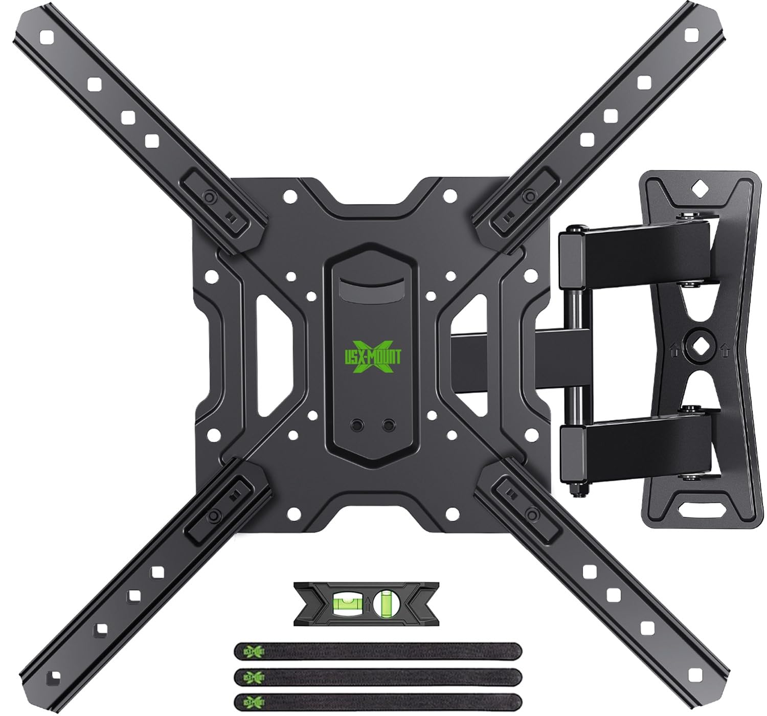 USX MOUNT Full Motion TV Wall Mount for 26-55 Inch TVs up to 77 Lbs, Articulating TV Mount with Perfect Center Design, Single Stud Wall Mount TV Bracket, Max VESA 400x400mm