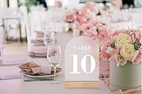 Vista 8 de Números de mesa de boda del 1 al 25, letreros de arco acrílico con soportes de madera natural, decoración de mesa rústica para recepción y fiestas
