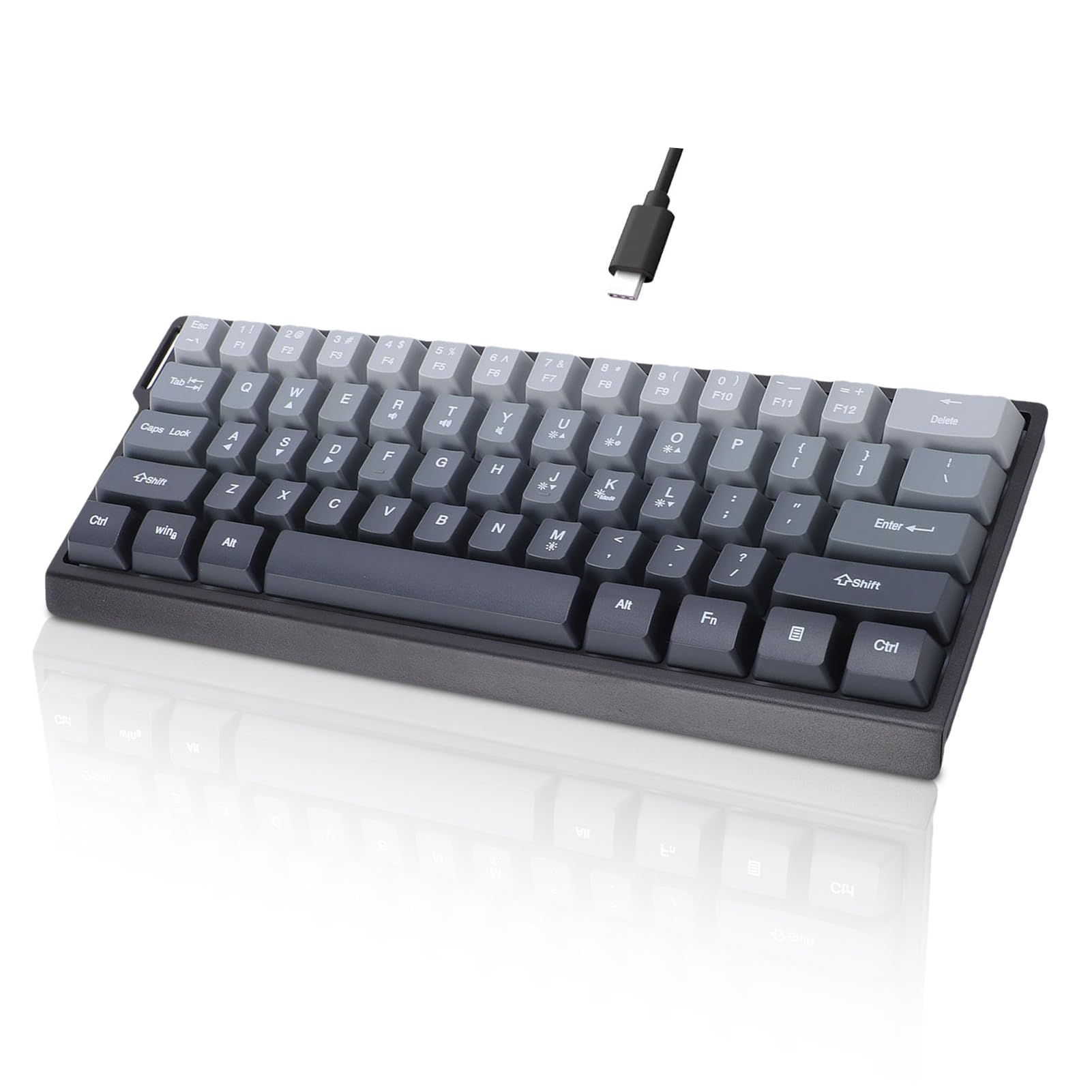 Garsent Mechaniczna Klawiatura do Gier, 60-procentowa Przewodowa, Podświetlana Kompaktowa Mini 61 Klawiszy Klawiatura do Laptopa PC, Czerwony Przełącznik, Ergonomiczna