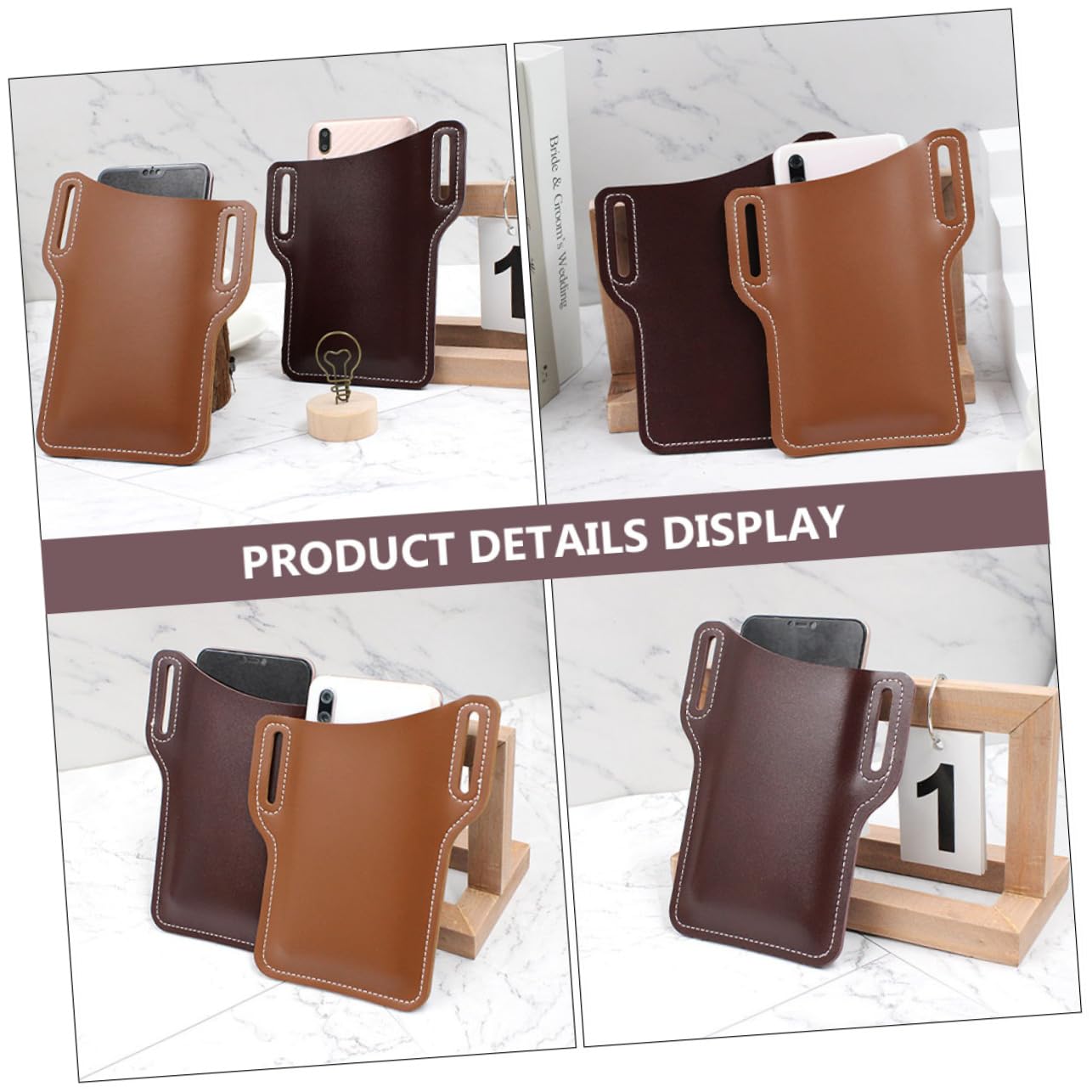 Lurrose Sacoche Téléphone Ceinture en Cuir PU 2pcs Pochette Multifonctionnelle Protection Anti-Chute pour Téléphone Portable Randonnée et Shopping Couleur Aléatoire
