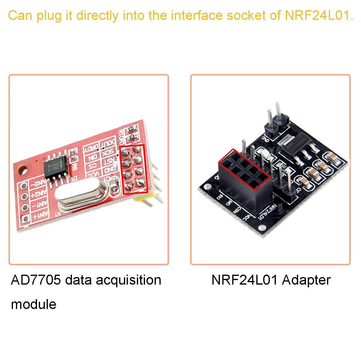 2 pezzi AD7705 Dual 16-Bit ADC Modulo di acquisizione dati Guadagno di ingresso Interfaccia SPI programmabile TM7705, con adattatore NRF24L01 Cavo DuPont