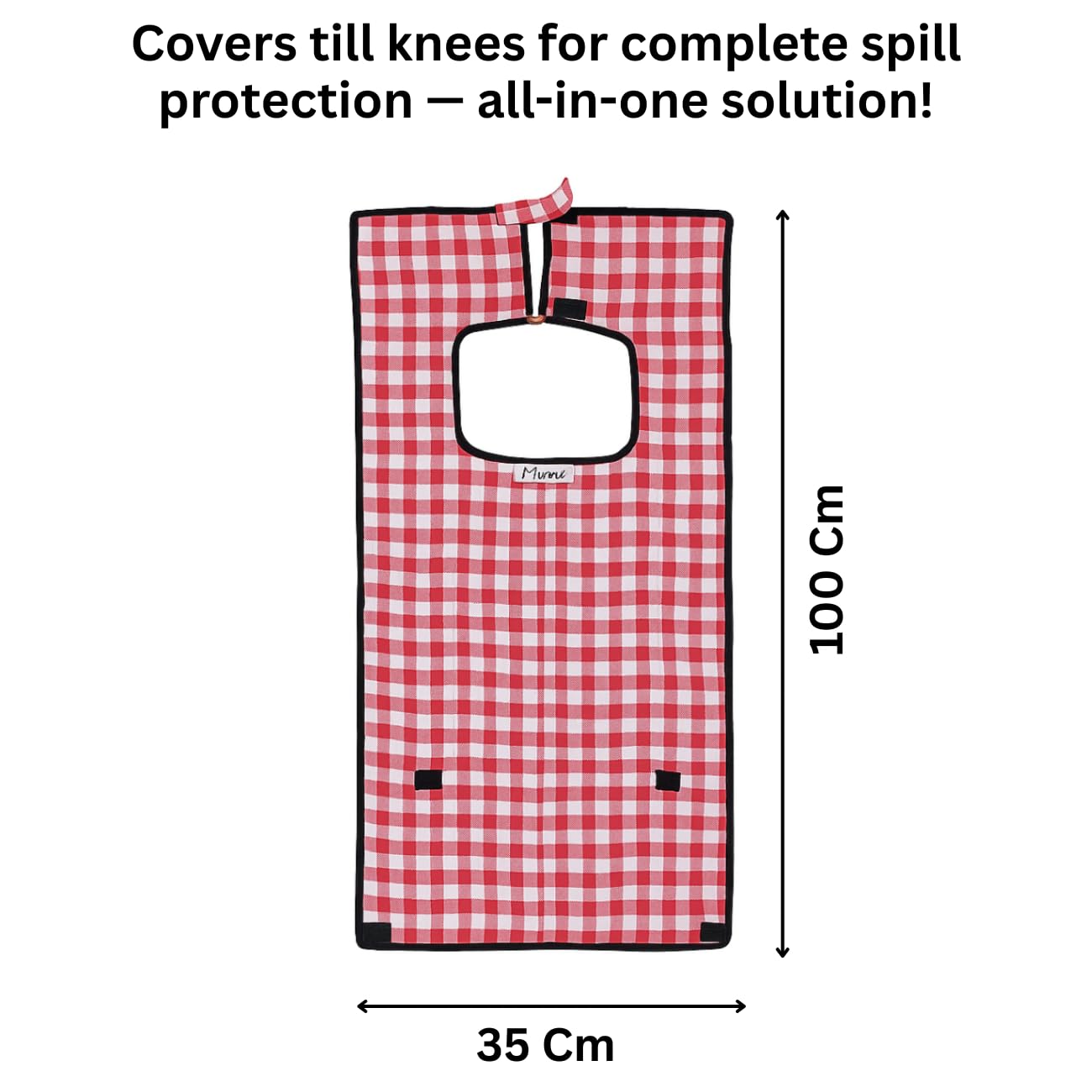 MAKSTILE Adult Bib| Extra-Long Adult Dining Bib for Elderly–2-Layer Absorbent Cotton & Waterproof Backing, Washable Reusable Clothing Protector for Senior Citizens, Disabled & Bedridden - Red - Image 8 thumbnail