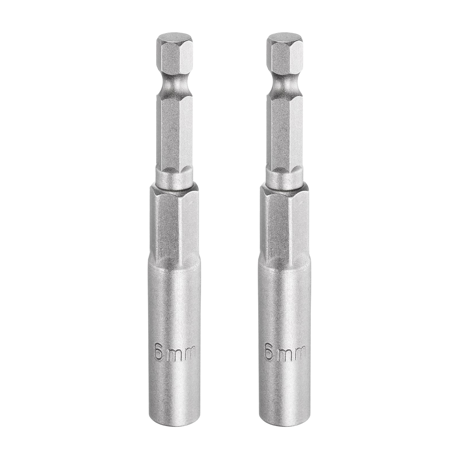 sourcing map 2pcs Nut Driver Drill Bit 6mm Metric Socket 1/4" Hex Shank 3.15" (80mm) Long 6-Point Sockets Quick Change CR-V Steel Bolt Setters for Power Drill Drivers — image 1