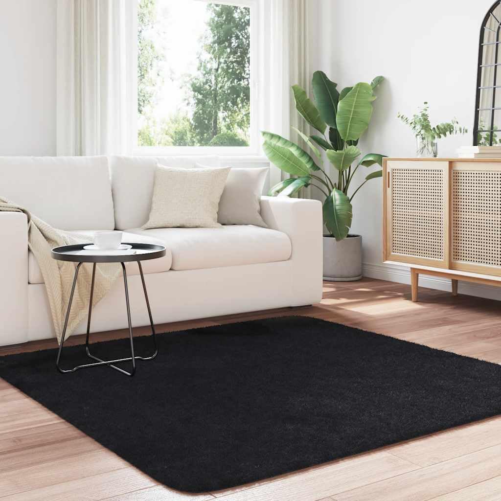 Solivagant Tappeto Shaggy a Pelo Lungo NAVARRA Nero 160x160 cm Poliestere,Nero,1.75kg