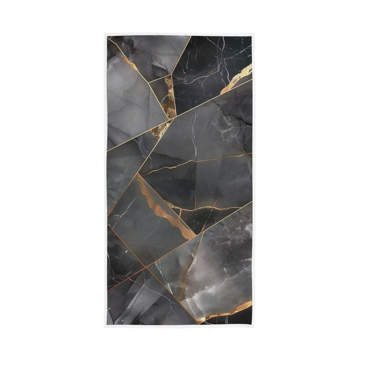 HUYGD Black Gold Marble Mosaic Photo Hand Towel, Multipurpose Lightweight Towels for Bathroom, Gym, Hotel, Spa 15 x 30 Inches
