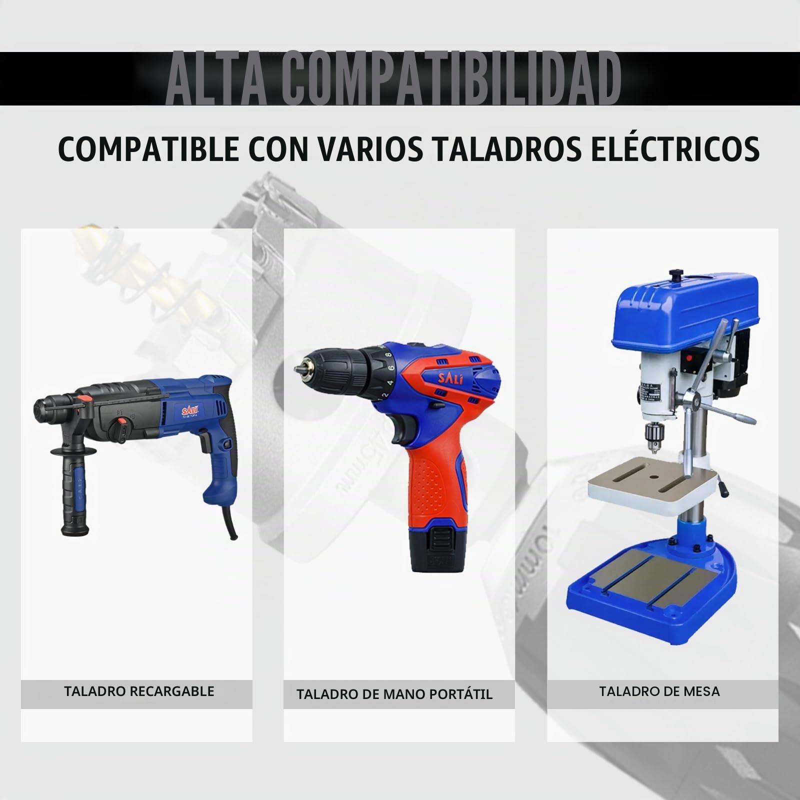 SALI Juego de 12 sierras perforadoras TCT con punta de carburo de tungsteno con broca piloto chapada en titanio para metal, acero inoxidable, hierro, madera, plástico 9/16" - 2-1/8" 14mm+16mm+19mm+