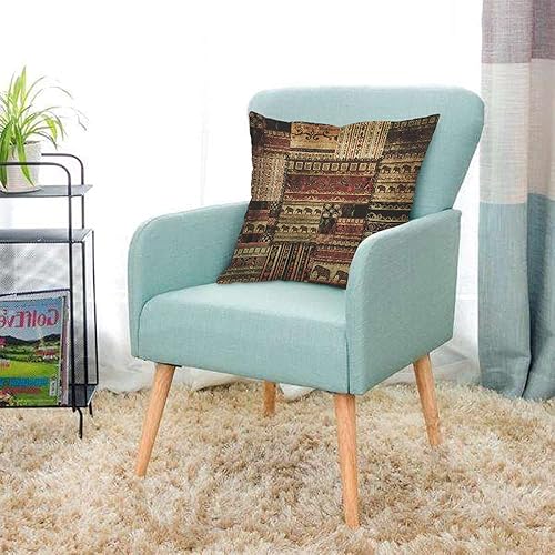 Miniatura 3 de AOYEGO Funda de almohada de retazos africanos, estilo grunge, étnico, tradicional, geométrico, elefante, 18 x 18 pulgadas, cojín cuadrado decorativo