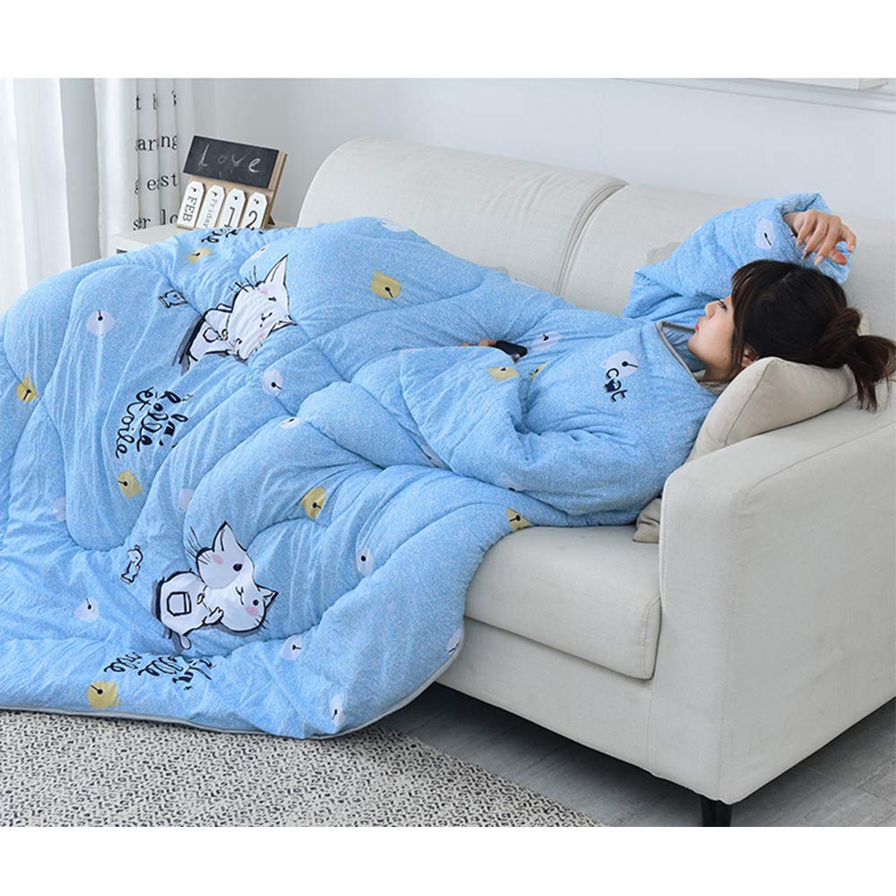 Manta Infantil con Mangas, edredón Perezoso portátil con Cremallera, Saco de Dormir de algodón cálido, edredón Grueso del Cabo, Capa a Prueba de Viento para la Oficina en el hogar 47 * 63in,d