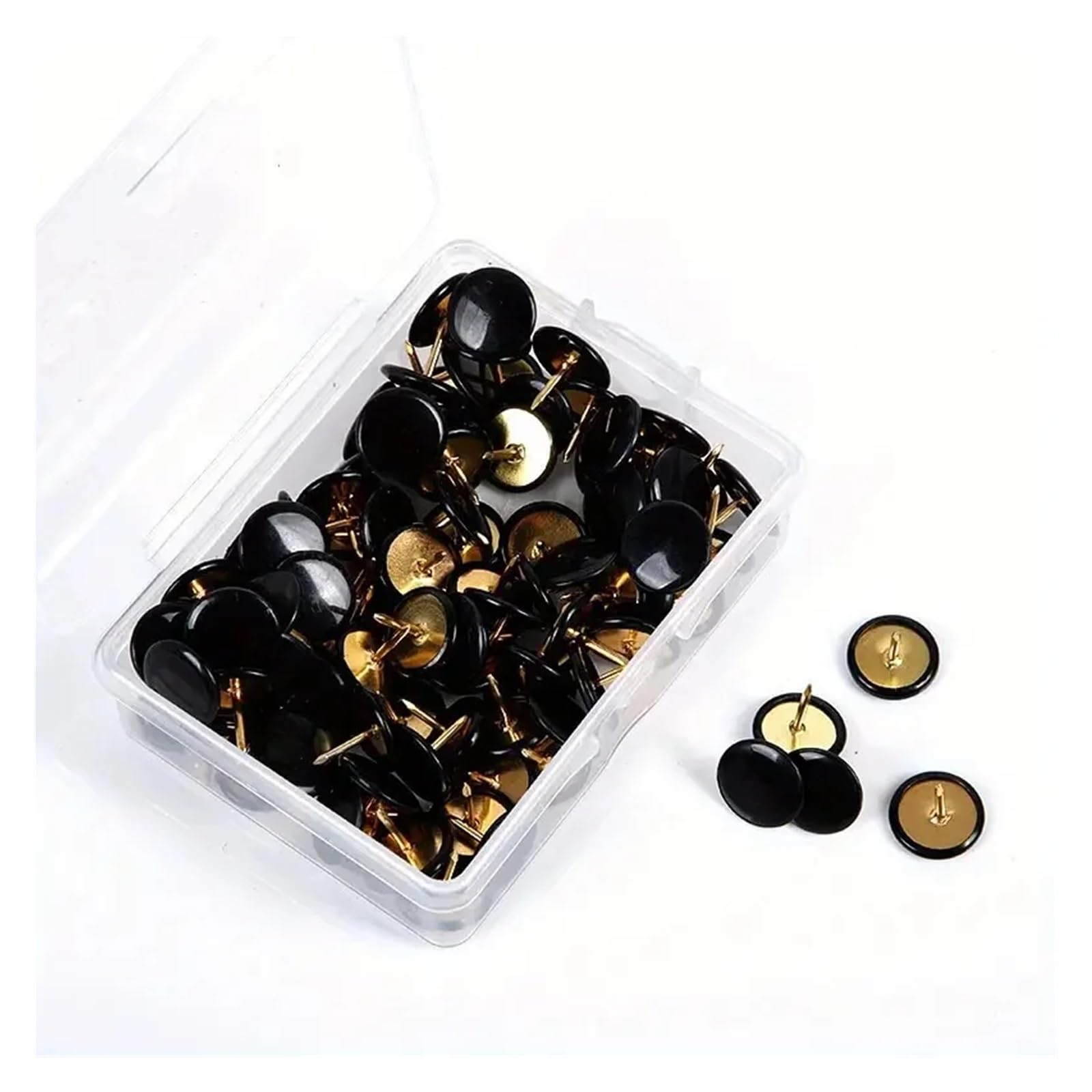 Cute Push Pins 200pcs Multicolor Plastic round Head Push Pins Thumbtacks for Home School Office Corkboard Map Pin(Black)