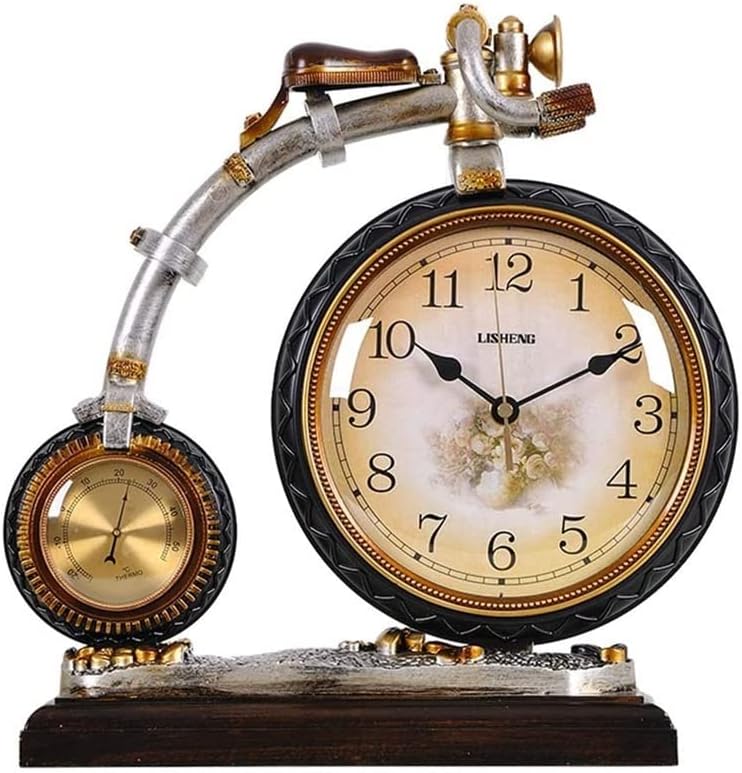 NCKPRO Retro Locomotive Clock, Thermometer Home Decoration Clock, Desktop Clock, Movement, Desktop Alarm Clock for Your Parents, Friends, Children's