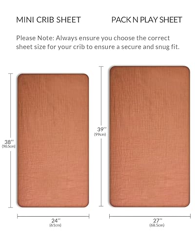 Miniatura 4 de Paquete de sábanas de muselina para bebés niños y niñas, 39 x 27 x 3 pulgadas, muselina neutra de algodón, paquete N Play, sábana con estilo