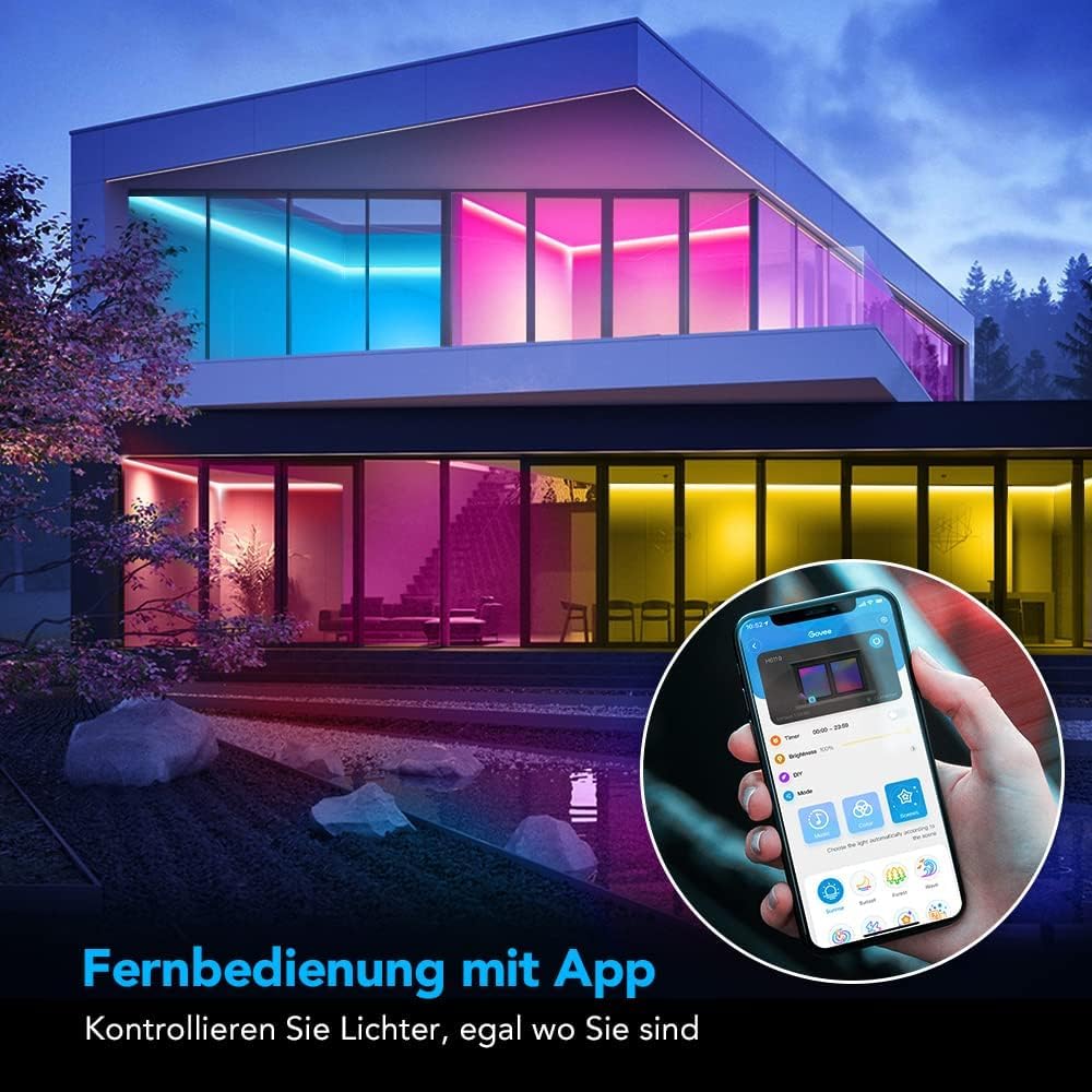 Govee WiFi LED Strip 5m, Smart RGB LED Streifen, App-steuerung, Musik Sync, Funktioniert mit Alexa und Google Assistant, Farbwechsel DIY Deko für Schlafzimmer Wohnzimmer