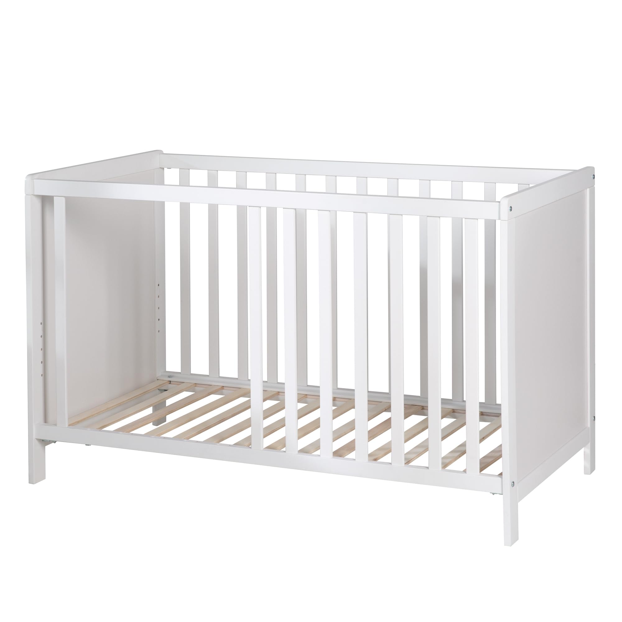 roba Lettino Co-sleeping 2 in 1, 60 x 120 cm, Rete a Doghe + Inserto, Trasformabile in Lettino Indipendente, Regolabile in Altezza, 5 Barre Rimovibili, Legno Laccato Bianco