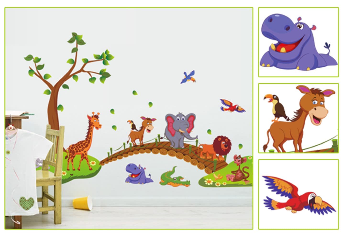 Indian Royals Vinyl Animals in Jungle Wall Self Adhesive Stickers for Kids Room, Multicolor (60 Cm X 90 Cm), 4.4 Cms 2