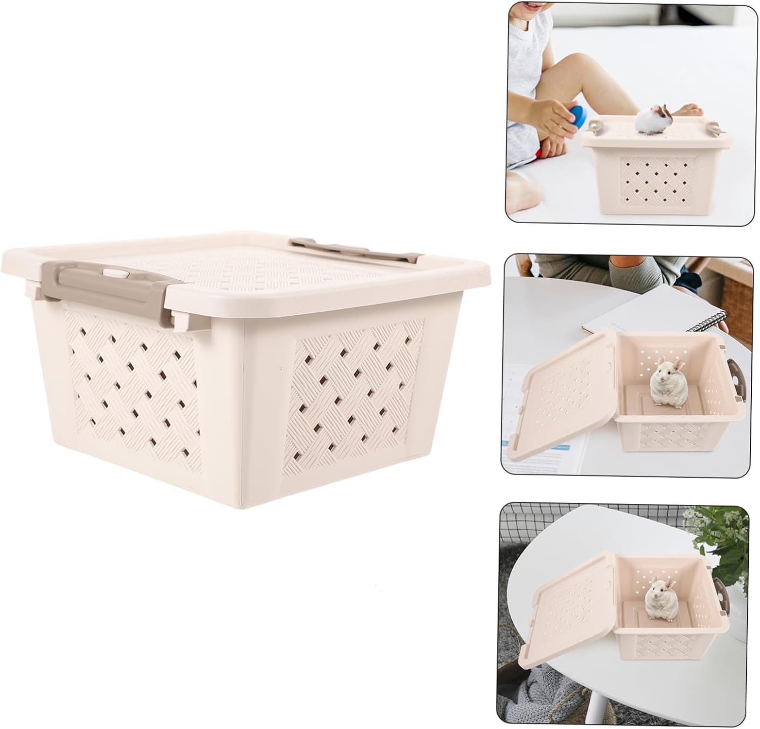 Happyyami Pet Carrying Box for Small Animals with Breathable Ventilation Safe Travel Carrier for Hamster Guinea Rat and Bird Plastic Animal Travel Container