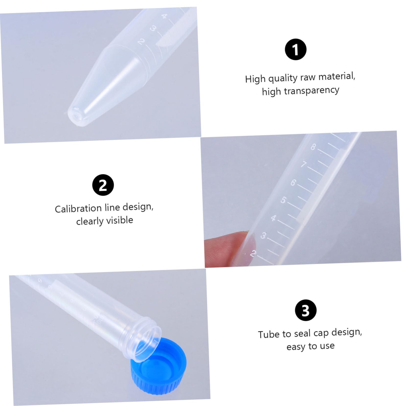 Mobestech 100 Pezzi Provetta Centrifuga Conica da 10ml in Plastica Trasparente con Tappi Sigillanti, per Test di Laboratorio e Uso Artigianale