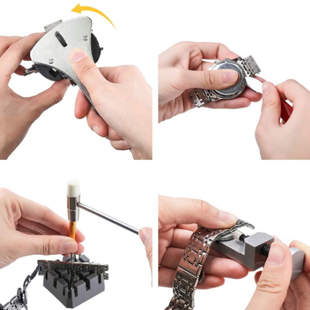 Kit de reparación de relojes con estuche de transporte, herramienta de reemplazo de batería de reloj, juego de herramientas para quitar eslabones, herramientas para abrir cajas de reloj para reparaci