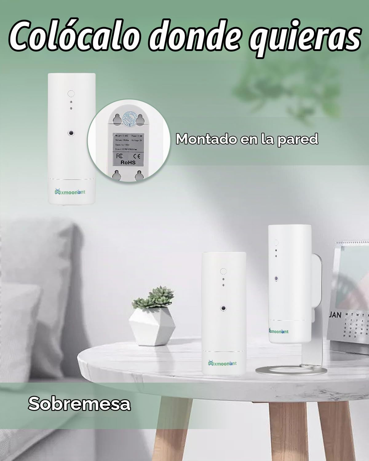 Mxmoonant Difusor de Aromas, Sin Agua, 30-60㎡, 130ml, Electrico Ambientador de Pared, Control de Aplicación, para Hogar, Tienda, Oficina, Hotelaria, Restaurante | Sin agua, 100-200 m³, control de aplicación/WiFi, para el hogar, la oficina, la tienda