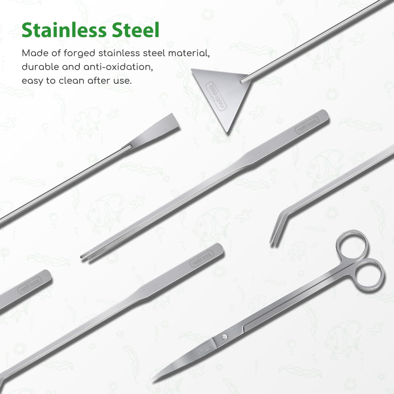 Set 4 Attrezzi Per Acquario In Acciaio Inox - Pinzette, Forbici, Spatola Per Piante Acquatiche - Foto 9