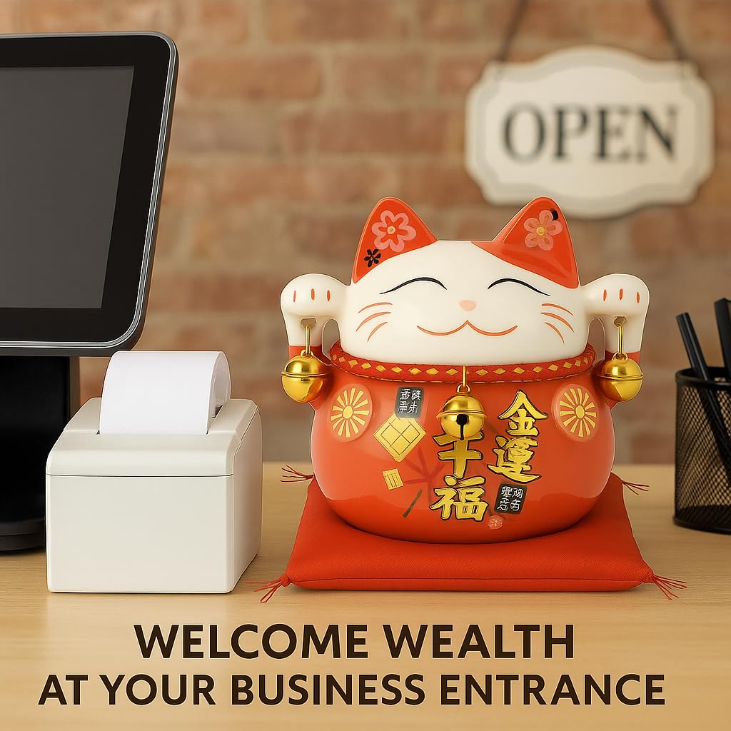 Lucky Cat Money Box – 10cm Ceramic Maneki Neko Coin Bank Figurine