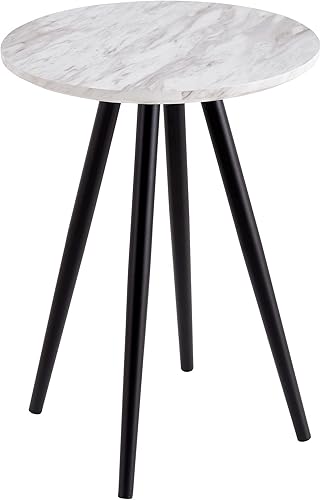 Miniatura 8 de Mesas auxiliares, mesa auxiliar de imitación de mármol con marco de metal, mesa de centro pequeña, mesa auxiliar para sofá, mesita de noche, mesita