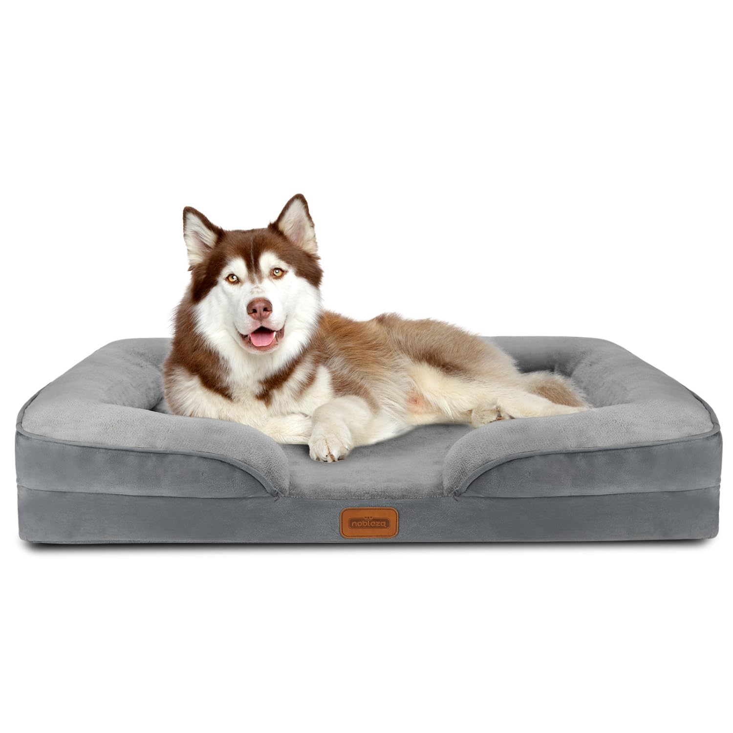 Nobleza Cama Perros Grande, 135x107x17cm, Sofá Perro con Espuma Viscoelástica, Cama Ortopédica Perros Lavable y Impermeable, Colchon Perro Medianos Desenfundable, Gris