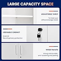 Vista 5 de Yizosh - Armario de almacenamiento de metal con cerradura de 71 pulgadas, armario alto de garaje con 4 puertas y 2 estantes ajustables, de acero