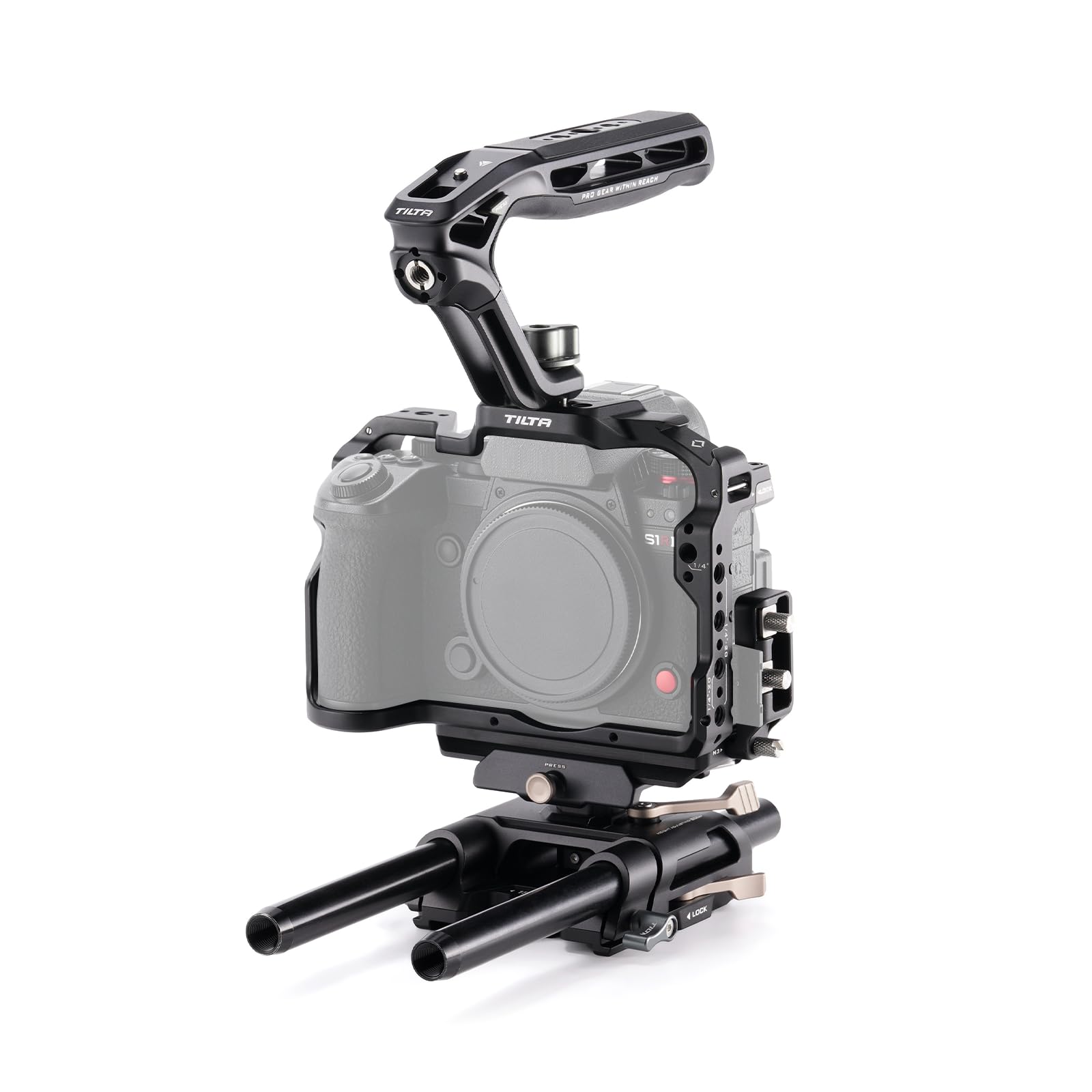 Tilta S1R II Gabbia, Kit di Base per Gabbia Fotografica Compatibile con S1R II/S5 II/S5 IIX/G9 II con Impugnatura Superiore, Piastra di Base LWS da 15 mm, Set di Aste - Nero TA-T80-A-B