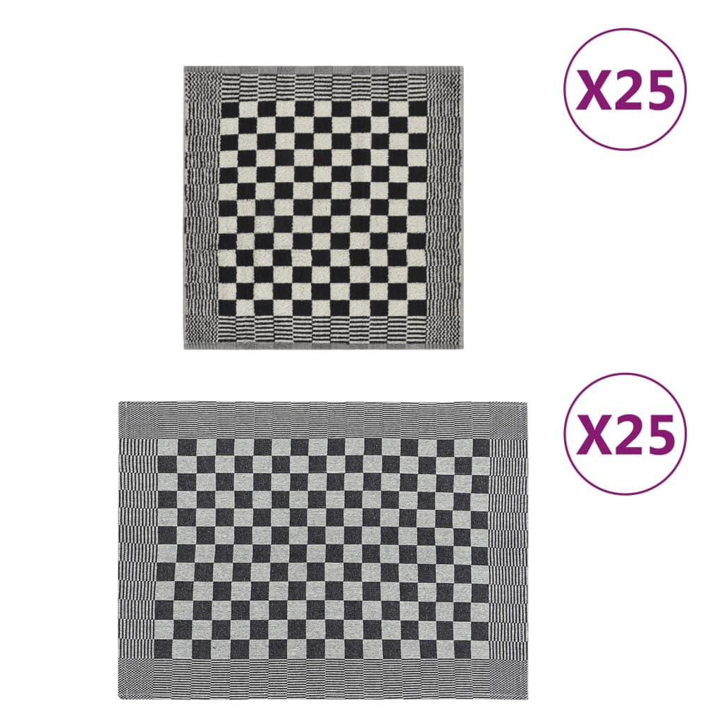 Juego de toallas (50 unidades), color blanco y negro