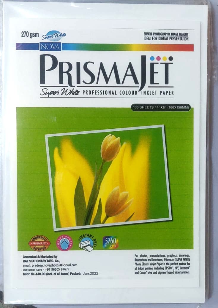 Prismajet Nova 4x6 Glossy inkjet paper 270 GSM 100 sheets Amazon.in