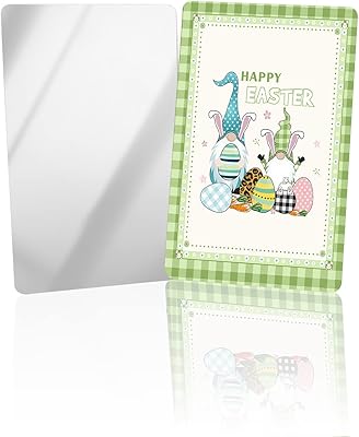 OComster Gnome with Colorful Eggs Easter Compact Mirror Bulk 2 Pack Card Mirror, Green Buffalo Checker Small Compact Mirror for Purse, Rectangular Handheld Pocket Makeup Mirror